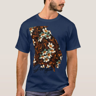 フローラアメリカ州の地図ジョージアの地図 Tシャツ
