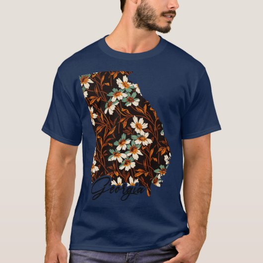 フローラアメリカ州の地図ジョージアの地図 Tシャツ (正面)