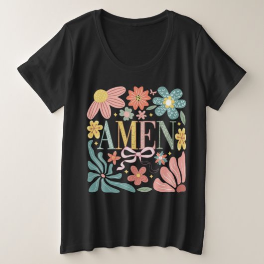 フローラアメンアート プラスサイズTシャツ (デザイン正面)