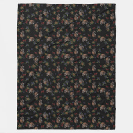 フローラアライグマかわいい眠るアライグマのパターン フリースブランケット