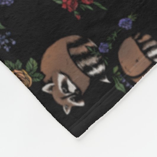 フローラアライグマかわいい眠るアライグマのパターン フリースブランケット (角)