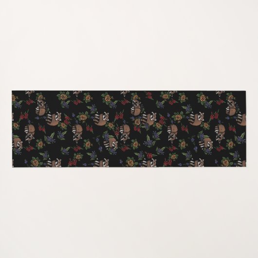 フローラアライグマかわいい眠るアライグマのパターン ヨガマット (裏面(横))