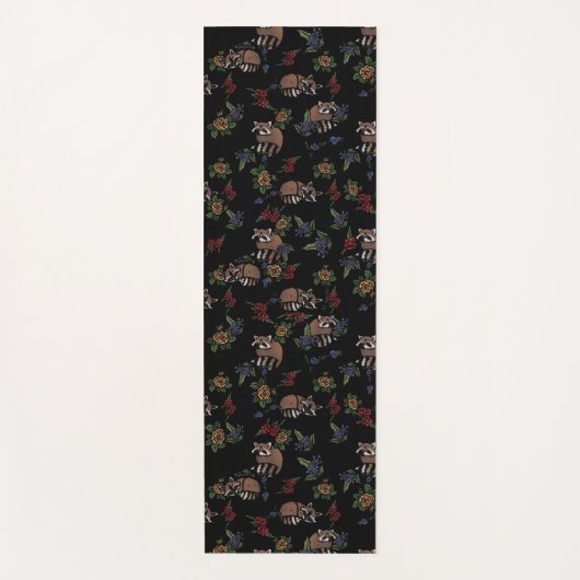 フローラアライグマかわいい眠るアライグマのパターン ヨガマット (正面)