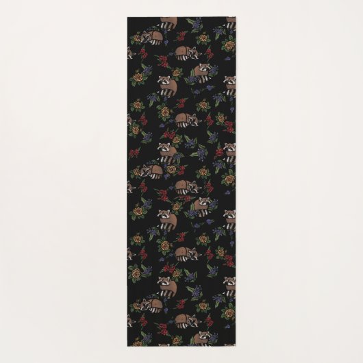 フローラアライグマかわいい眠るアライグマのパターン ヨガマット (裏面)