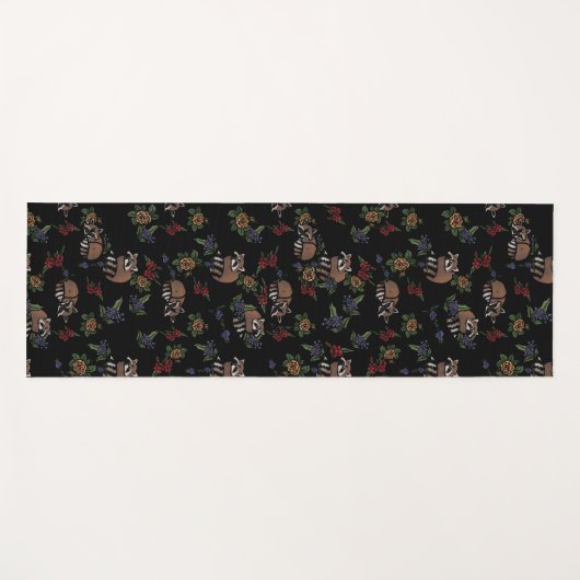 フローラアライグマかわいい眠るアライグマのパターン ヨガマット (正面(横))