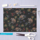 フローラアライグマかわいい眠るアライグマのパターン 薄葉紙 (クラフト)