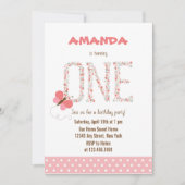 フローラアルファベットガールファースト誕生日招待状 招待状 (正面)