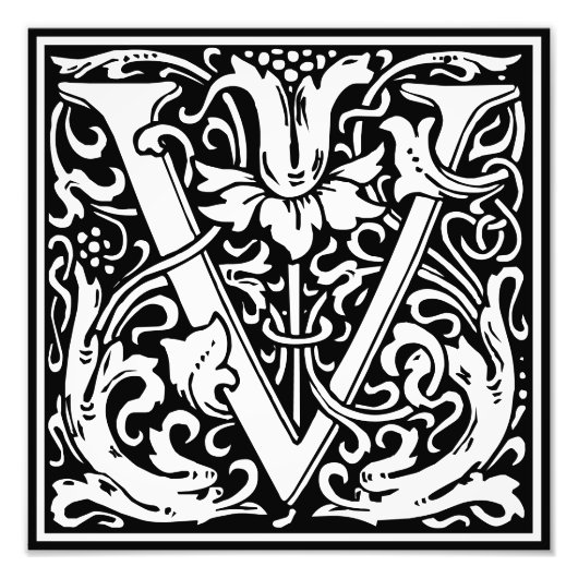 フローラアルファベットモノグラムレターVフォトプリント フォトプリント            (正面)