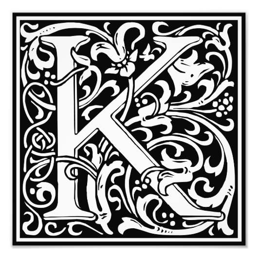 フローラアルファベットモノグラム文字Kフォトプリント フォトプリント            (正面)