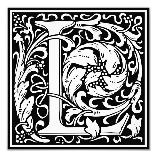 フローラアルファベットモノグラム文字Lフォトプリント フォトプリント            (正面)