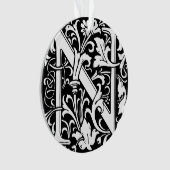 フローラアルファベットモノグラム文字Nタイルモリス オーナメント (正面)