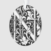 フローラアルファベットモノグラム文字Nタイルモリス オーナメント (正面)