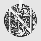 フローラアルファベットモノグラム文字Nタイルモリス オーナメント (正面)