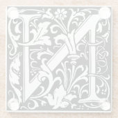 フローラアルファベットモノグラム文字Nタイルモリス ガラスコースター (裏面)