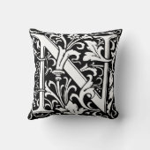 フローラアルファベットモノグラム文字Nタイルモリス クッション (裏面)