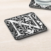 フローラアルファベットモノグラム文字Nタイルモリス コースター (左側)