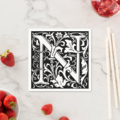 フローラアルファベットモノグラム文字Nタイルモリス スタンダードカクテルナプキン (インサイチュ)