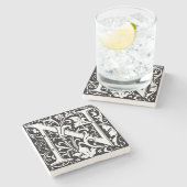 フローラアルファベットモノグラム文字Nタイルモリス ストーンコースター (横)