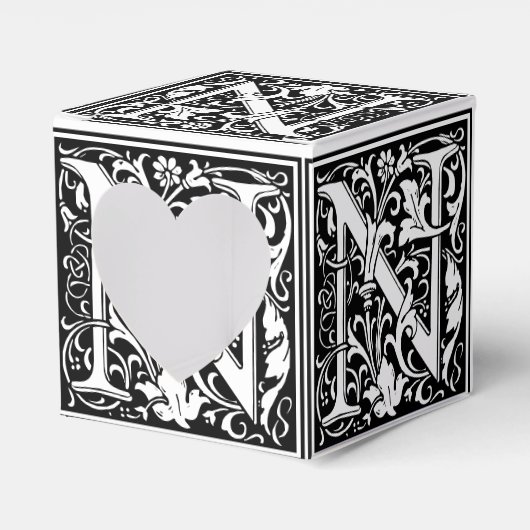 フローラアルファベットモノグラム文字Nタイルモリス フェイバーボックス (正面サイド)