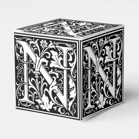 フローラアルファベットモノグラム文字Nタイルモリス フェイバーボックス (正面サイド)