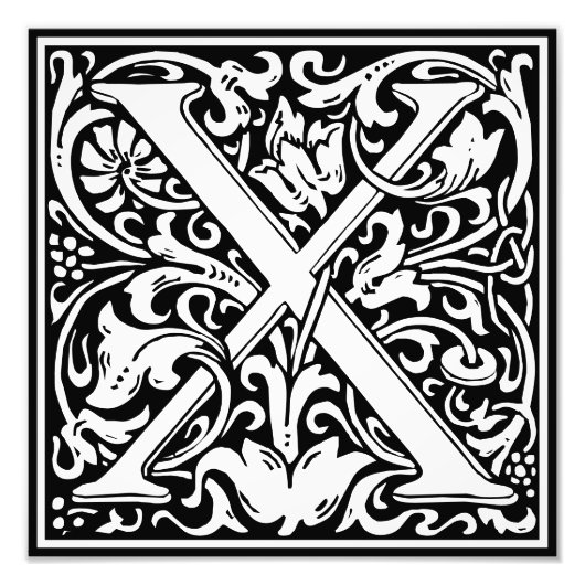 フローラアルファベットモノグラム文字Xフォトプリント フォトプリント            (正面)