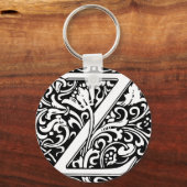 フローラアルファベットモノグラム文字Z角ステッカー キーホルダー (正面)