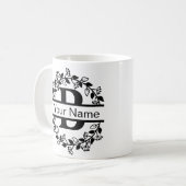 フローラアルファベット名カスタムモノグラム コーヒーマグカップ (正面左)