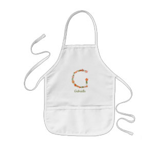 フローラアルファベット文字「G」名前をカスタムする 子供用エプロン