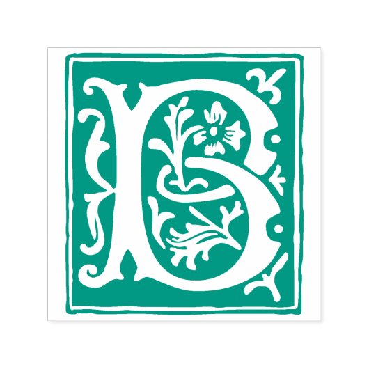 フローラアルファベット文字Bヴィンテージタイポグラフィ セルフインキングスタンプ (デザイン)