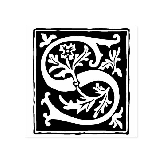 フローラアルファベット文字Sヴィンテージタイポグラフィ ラバースタンプ (インプリント)