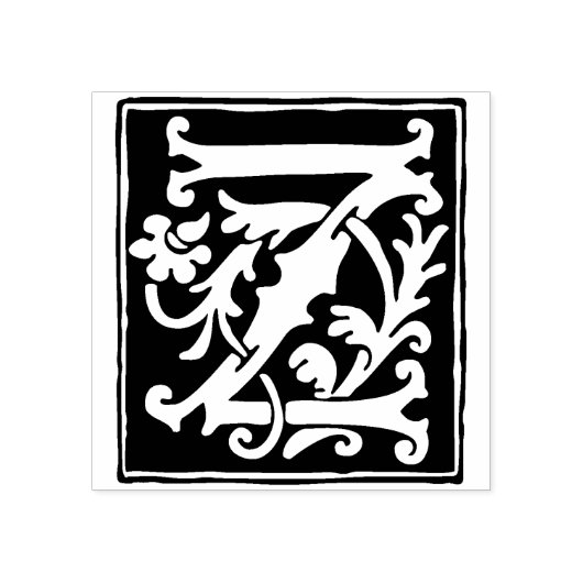 フローラアルファベット文字Z筆記ヴィンテージ ラバースタンプ (インプリント)