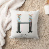 フローラアルファベット – H -装飾用クッション クッション (ブランケット)
