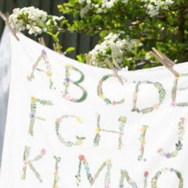 フローラアルファベットABCフリースブランケット フリースブランケット