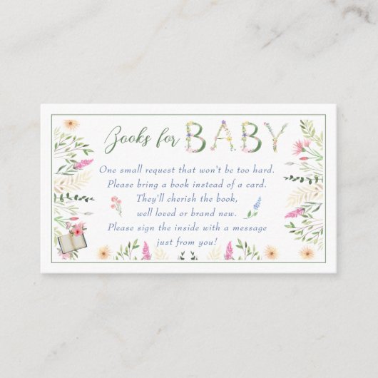 フローラアルファベビーシャワーブックベビー エンクロージャーカード (正面)