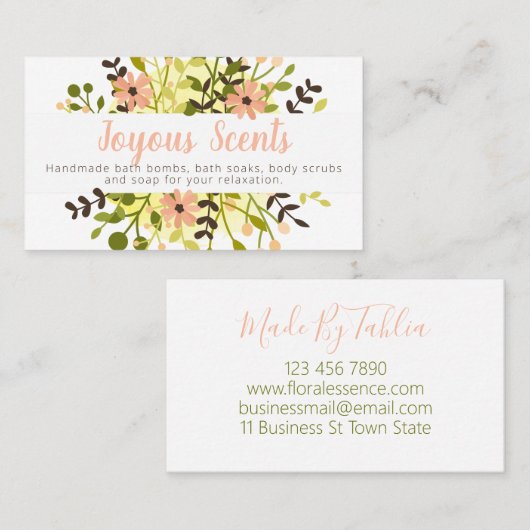 フローラアレンジバスボムソークスクラブ石鹸 名刺 (正面/裏面)