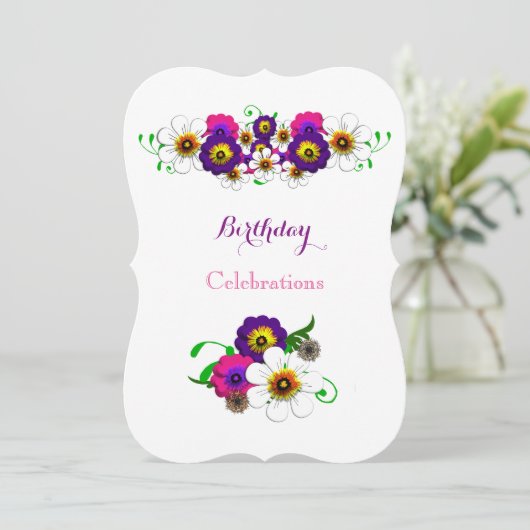 フローラアレンジメント誕生日パーティーお祝い 招待状 (スタンド正面)