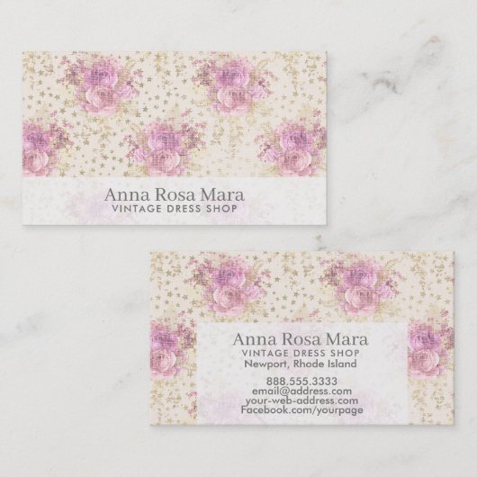 *~*フローラアンティークビクトリアンバラヴィンテージリネン 名刺 (正面/裏面)