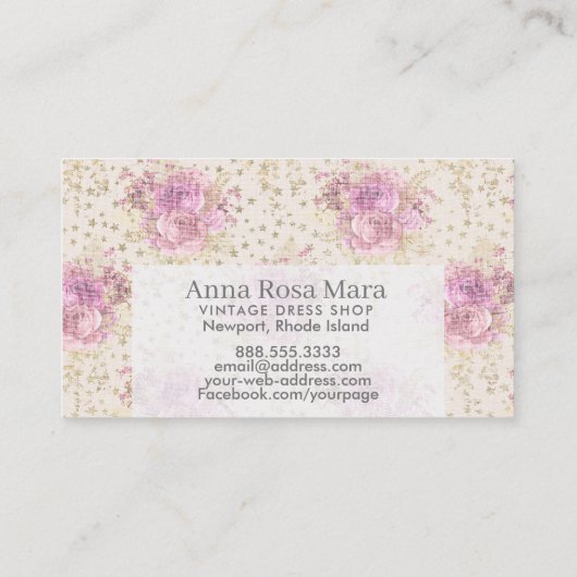 *~*フローラアンティークビクトリアンバラヴィンテージリネン 名刺 (裏面)