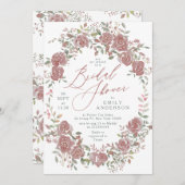 フローラアンティーク水彩ブライダルシャワー招待 招待状 (正面/裏面)