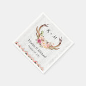 フローラアントラーボーホデコ素朴ールホワイトウッド結婚ズ スタンダードカクテルナプキン (角)