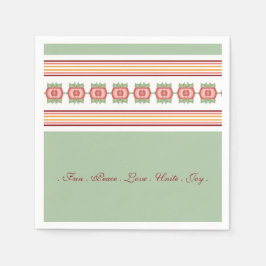 フローラアンドかわいらし紙グストライプリーンナプキンス スタンダードカクテルナプキン