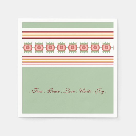 フローラアンドかわいらし紙グストライプリーンナプキンス スタンダードカクテルナプキン (正面)