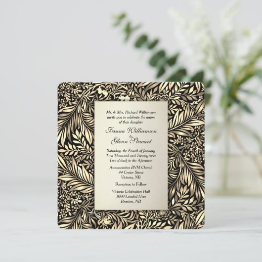 フローラアンドファーンズゴールデン結婚式招待状 招待状 (スタンド正面)