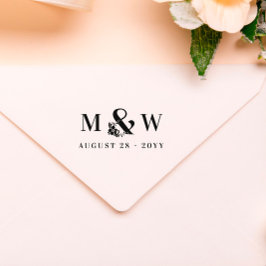 フローラアンパサンドイニシャル結婚&日付 ラバースタンプ
