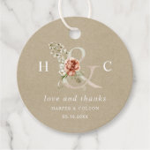 フローラアンパサンドエレガントな結婚式サンキュークラフト フェイバータグ (正面)