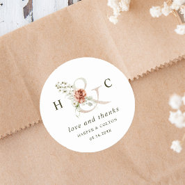 フローラアンパサンドエレガントな結婚式 ラウンドシール