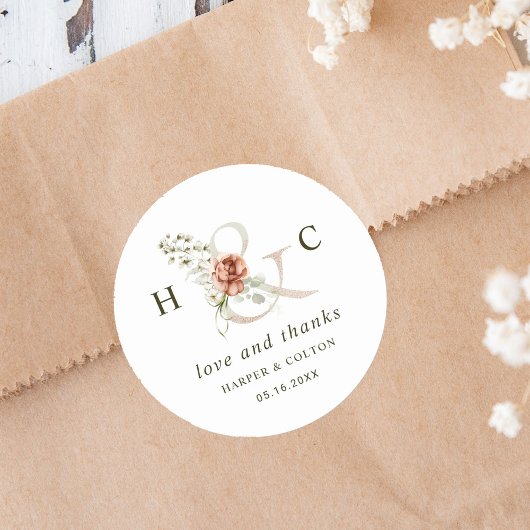 フローラアンパサンドエレガントな結婚式 ラウンドシール