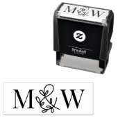 フローラアンパサンド#1カップル結婚の2イニシャルモノグ セルフインキングスタンプ (インサイチュ)