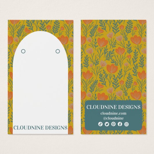 フローラアーチイヤリングゴールデンジュエリーディスプレイカード (正面&裏面)
