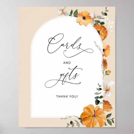 フローラアーチオレンジ色の秋カードとギフト ポスター (正面)